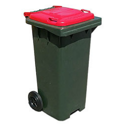 120 Ltr green bin red lid